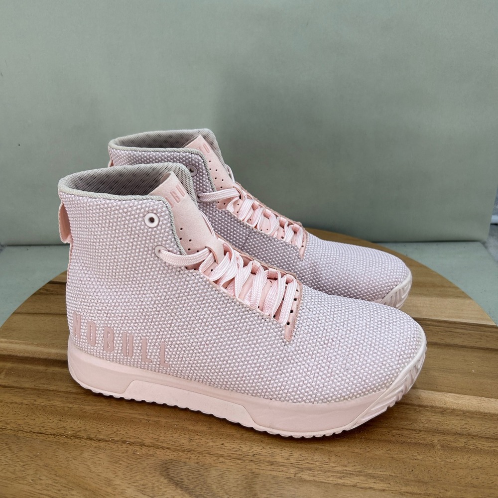 NOBULL High Top Knit Trainer Pink Womens 9.5 Mens 8 Cross Training Shoes